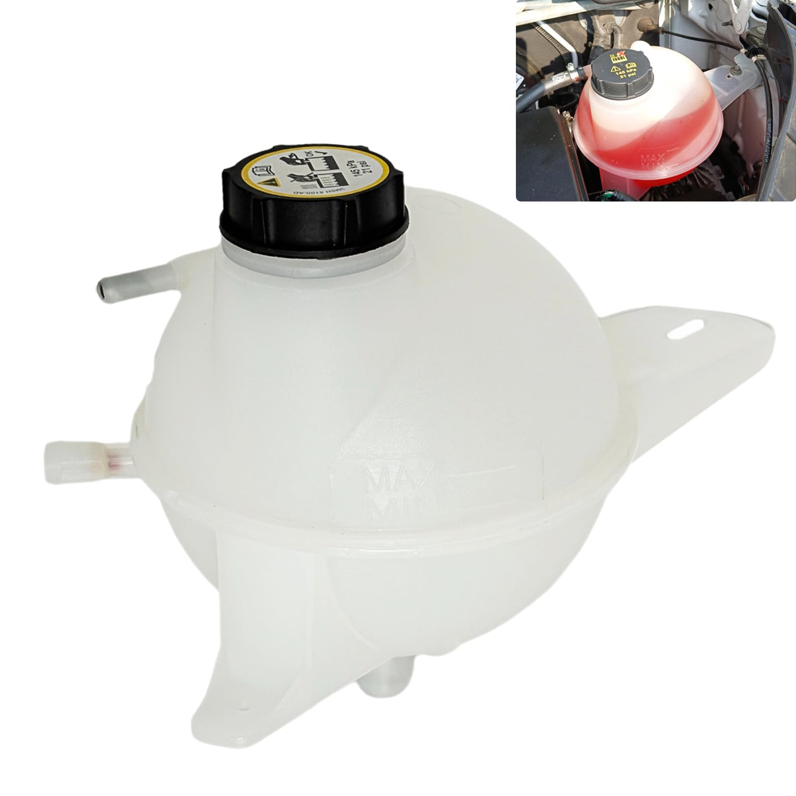 PPNZQAUT front view of coolant reservoir showing fit and shape for easy replacement