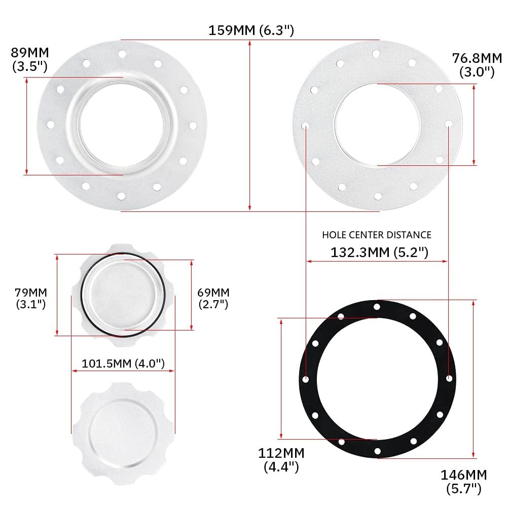 PQY cap gasket and 12-hole flange displayed for contamination protection
