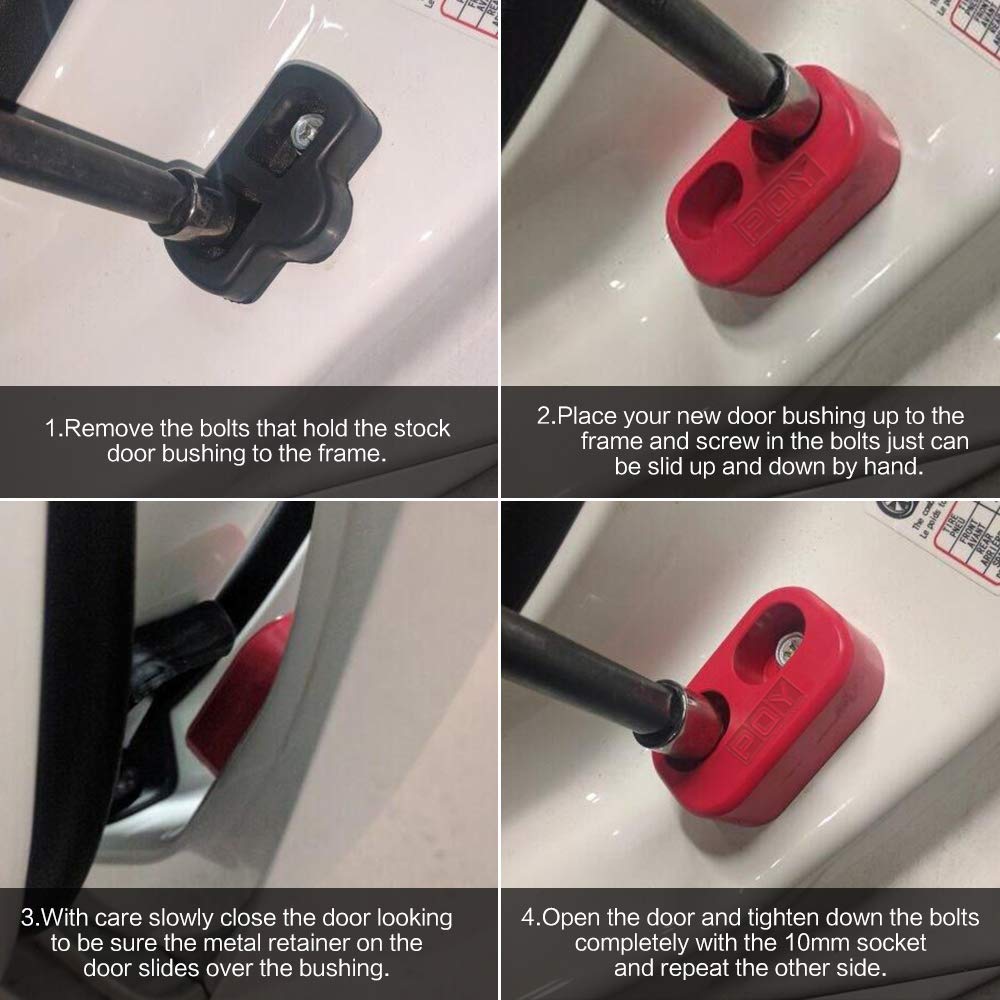 PQY installed on an open Miata door illustrating improved door feel and alignment