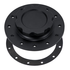 PQY billet fuel cap front view showing flush-mount design and clean finish
