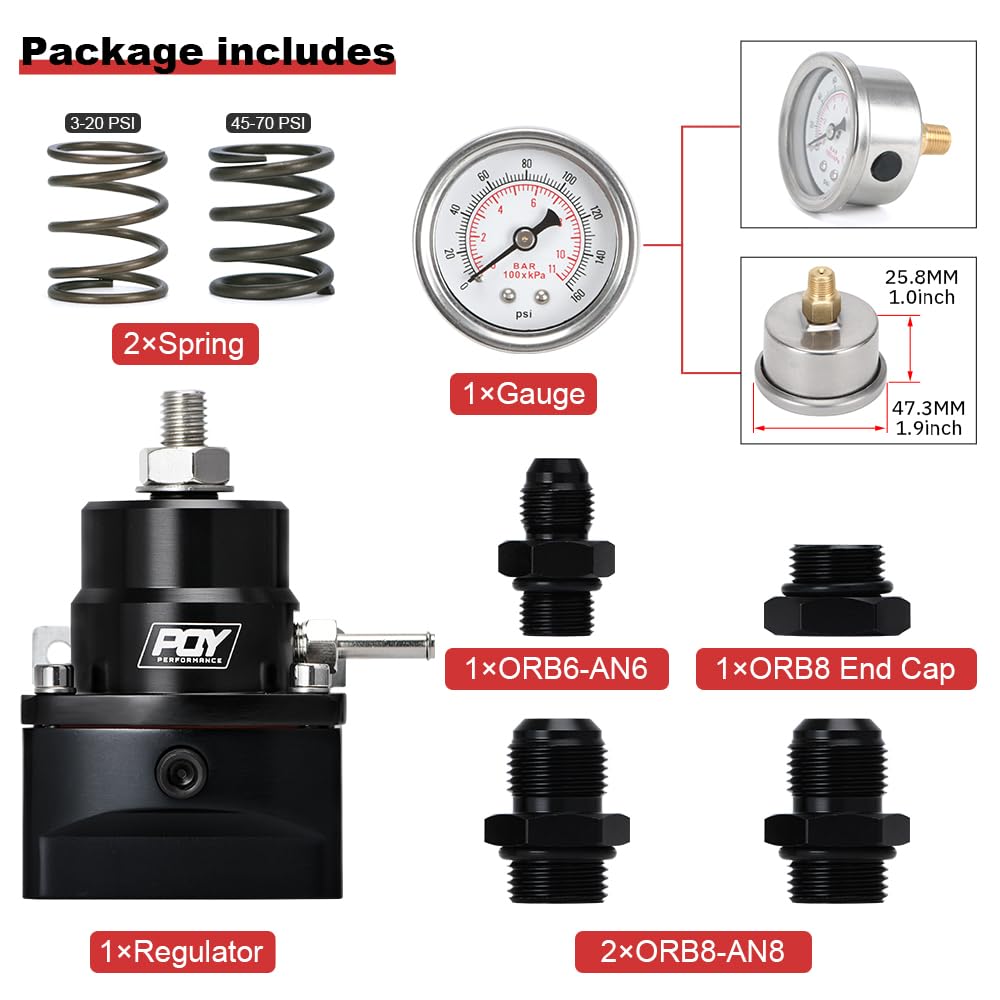 PQY regulator top adjuster and gauge port visible for easy pressure tuning