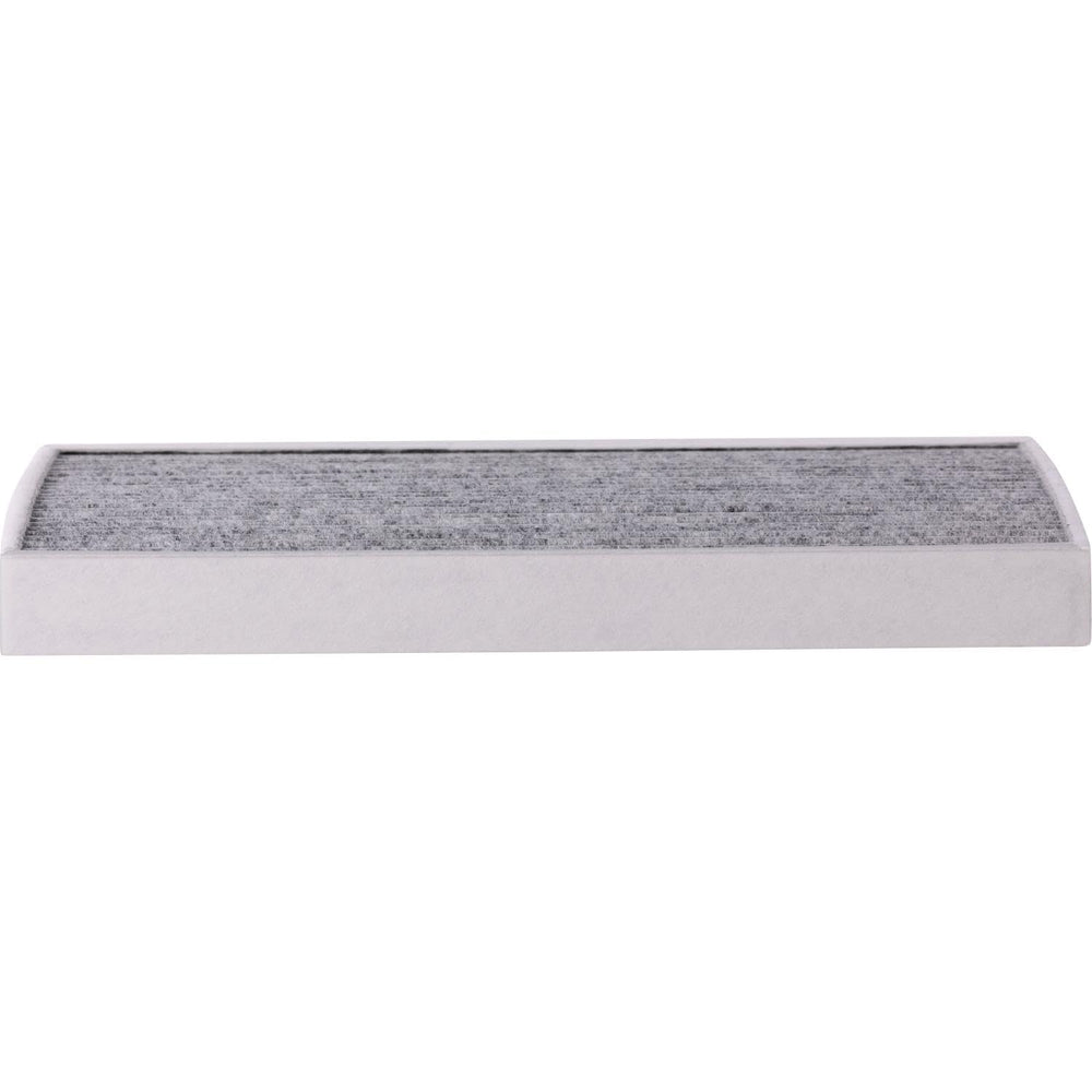 Premium Guard filter next to ruler showing dimensions and easy replacement benefit