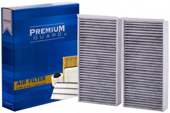 Premium Guard front view of cabin filter showing pleated media for improved particle capture