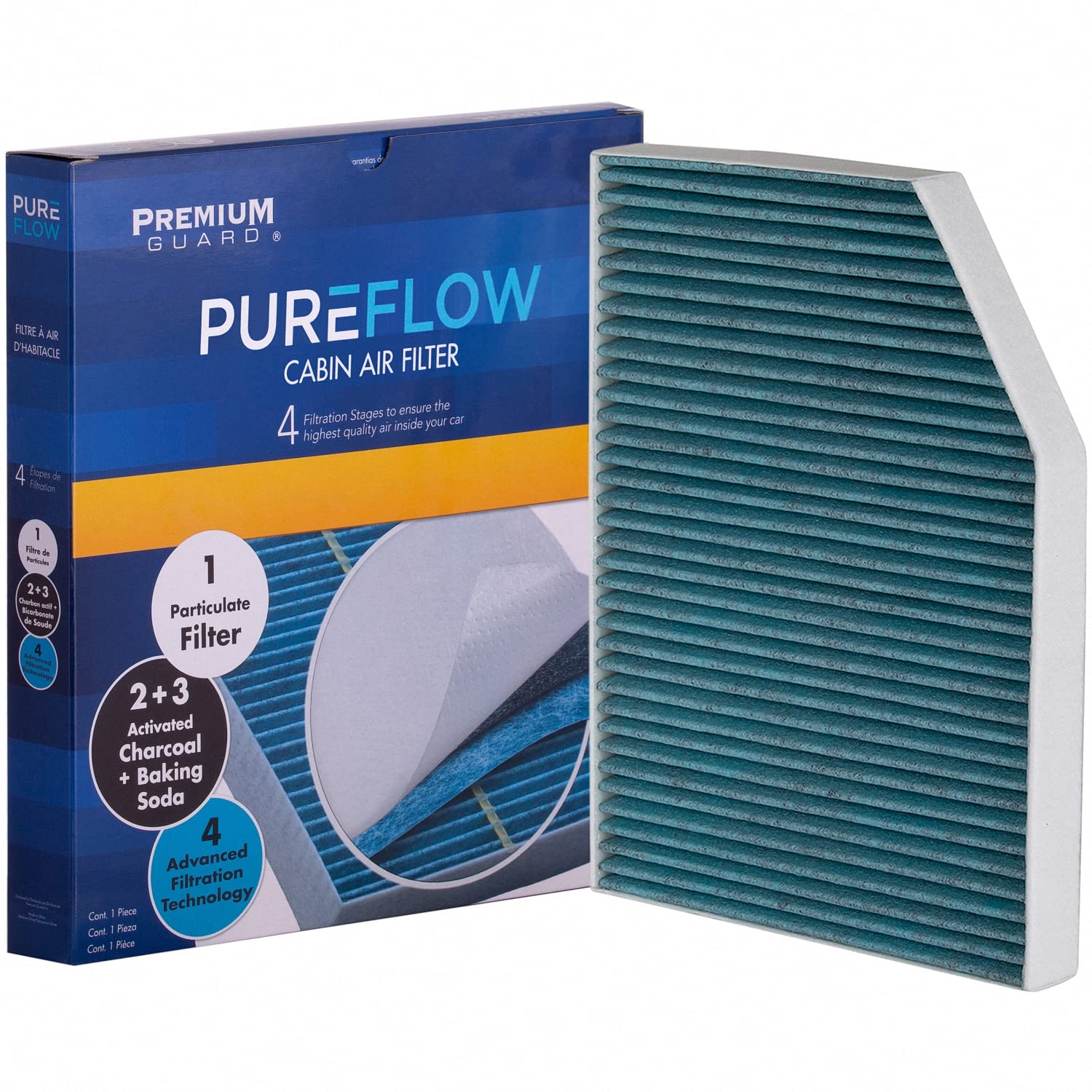 Premium Guard PUREFLOW front packaging showing product fitment and benefits