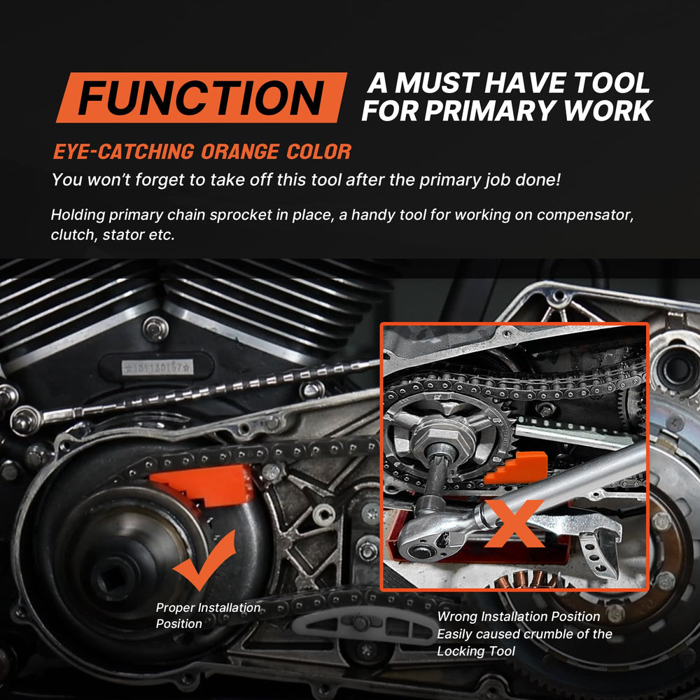 Prewired tool installed between sprocket and chain demonstrating immobilization benefit