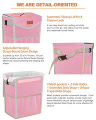 Pritent exterior mesh pockets holding wipes and tissues for organization