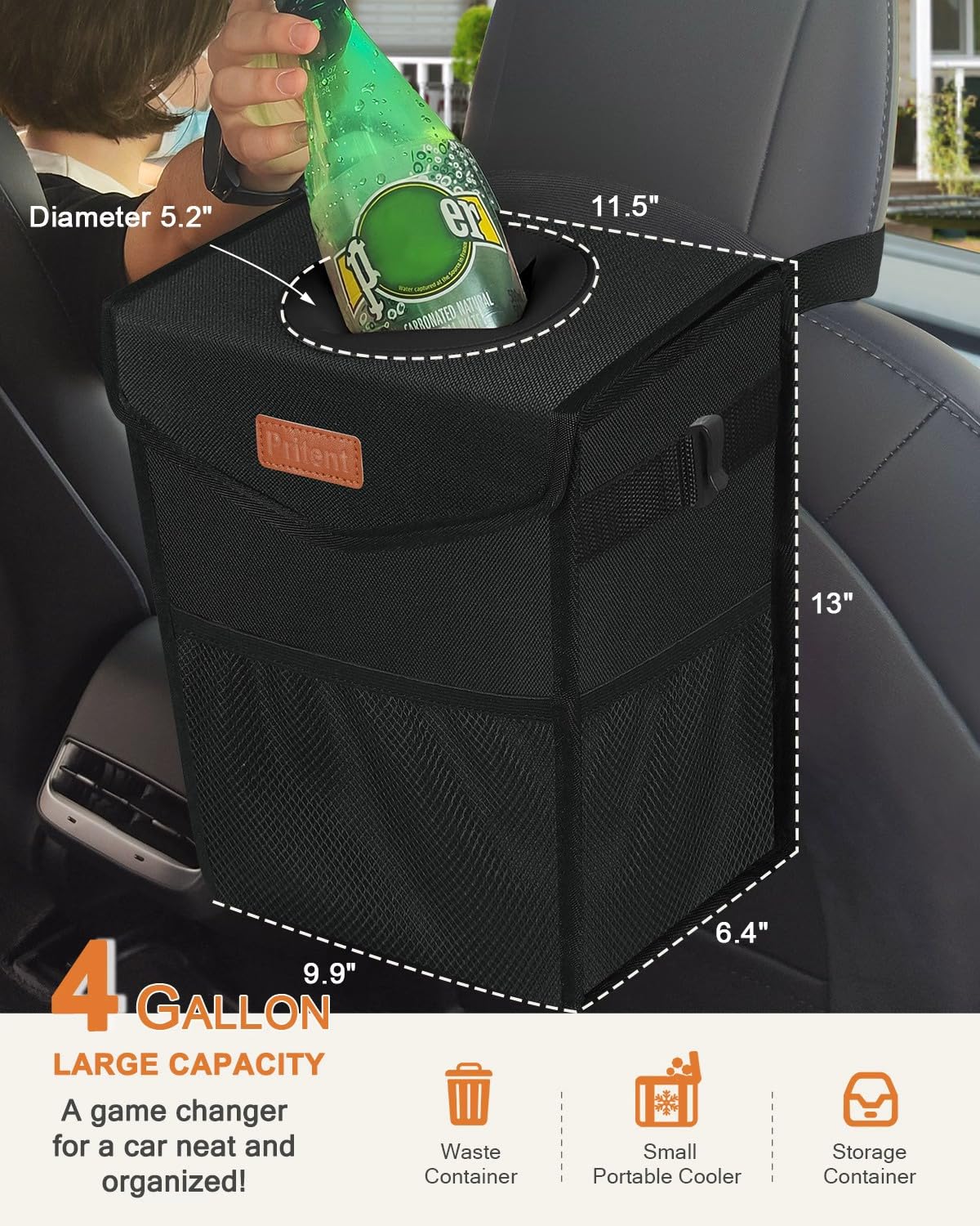 Pritent top view demonstrating push-through PU leather lid for fast disposal