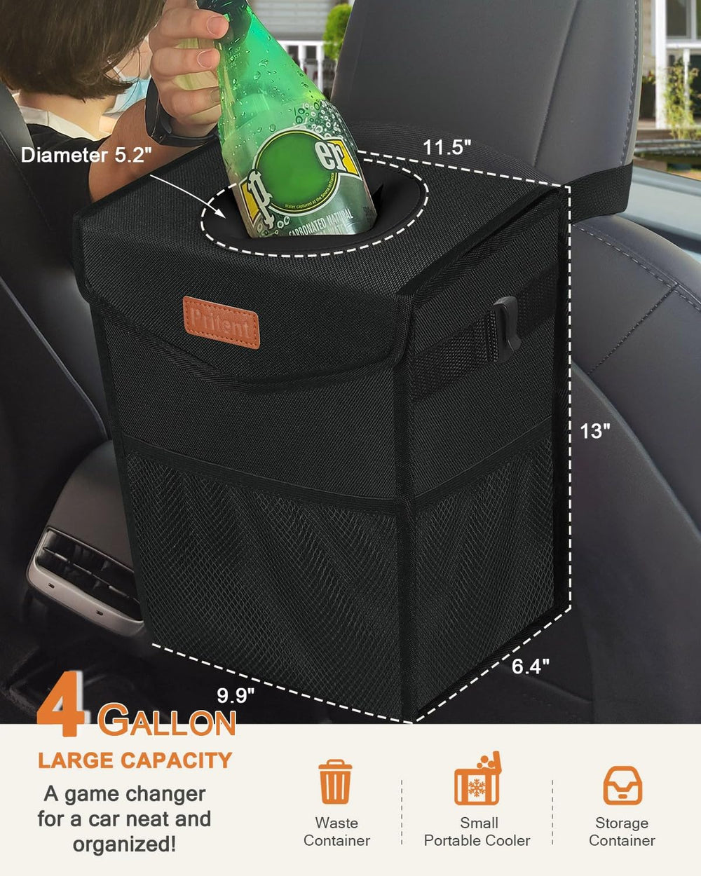Pritent top view demonstrating push-through PU leather lid for fast disposal