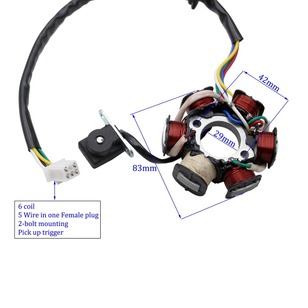 PRO BAT stator 5-wire female plug close-up showing connector for quick harness matching