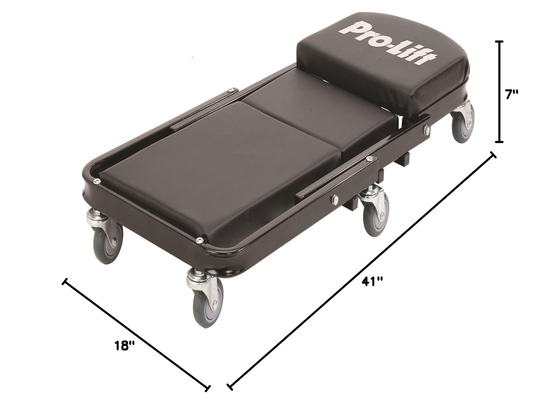 Pro-LifT used under a car demonstrating easy access and comfortable rolling maneuverability