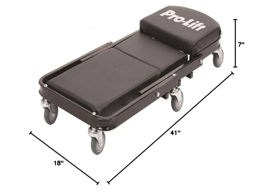Pro-LifT used under a car demonstrating easy access and comfortable rolling maneuverability