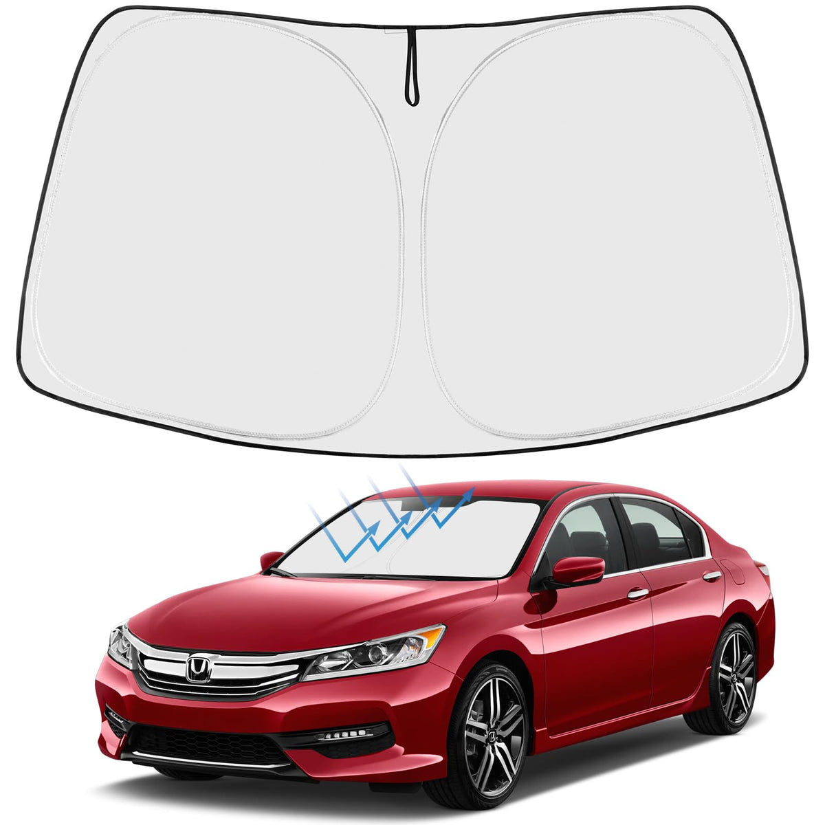 Proadsy front view showing full Accord windshield coverage and sun reflection benefit