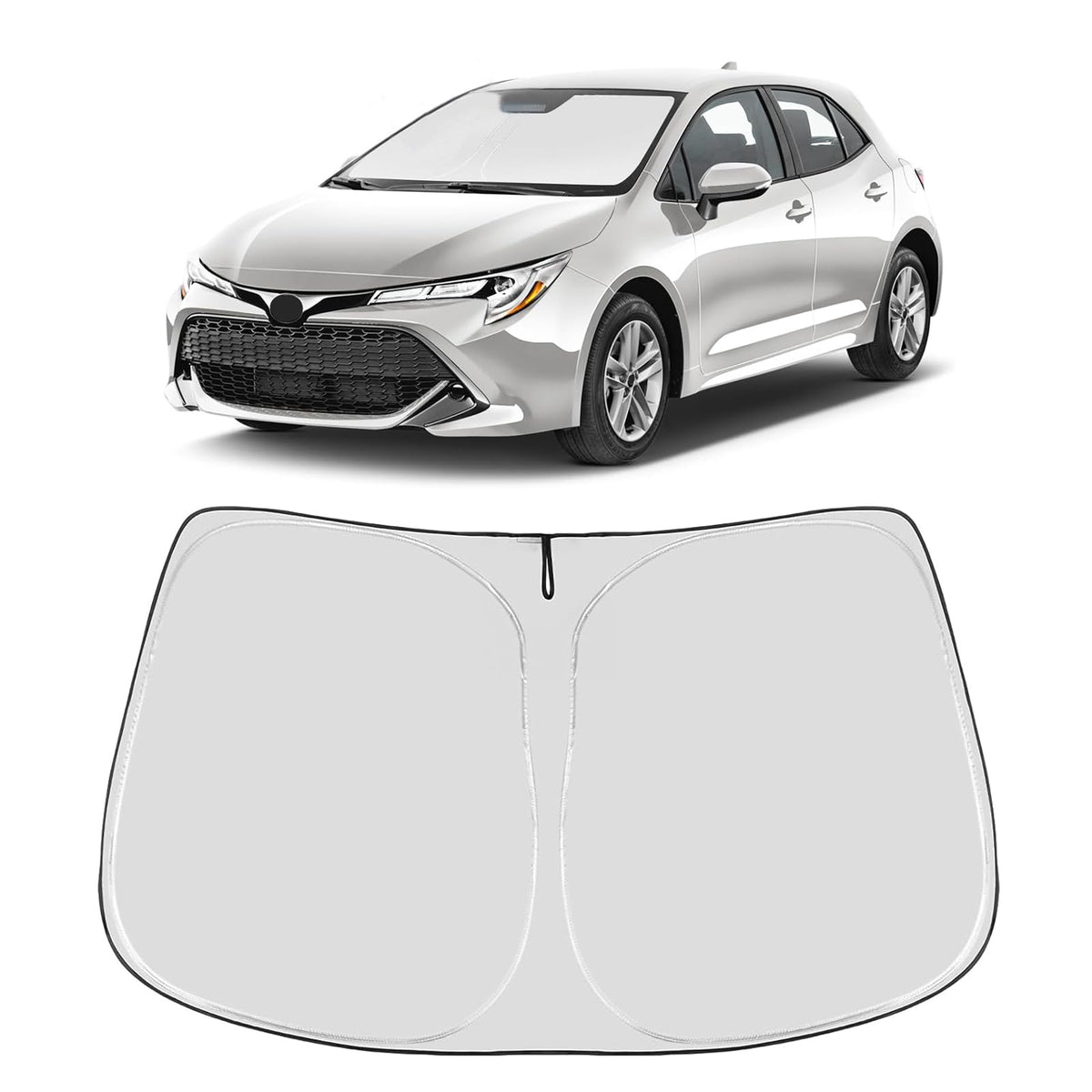 Proadsy front view showing full Corolla windshield coverage and protection