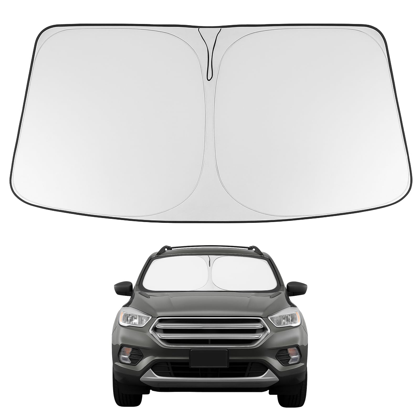 Proadsy front view showing full windshield coverage and heat reflection benefit