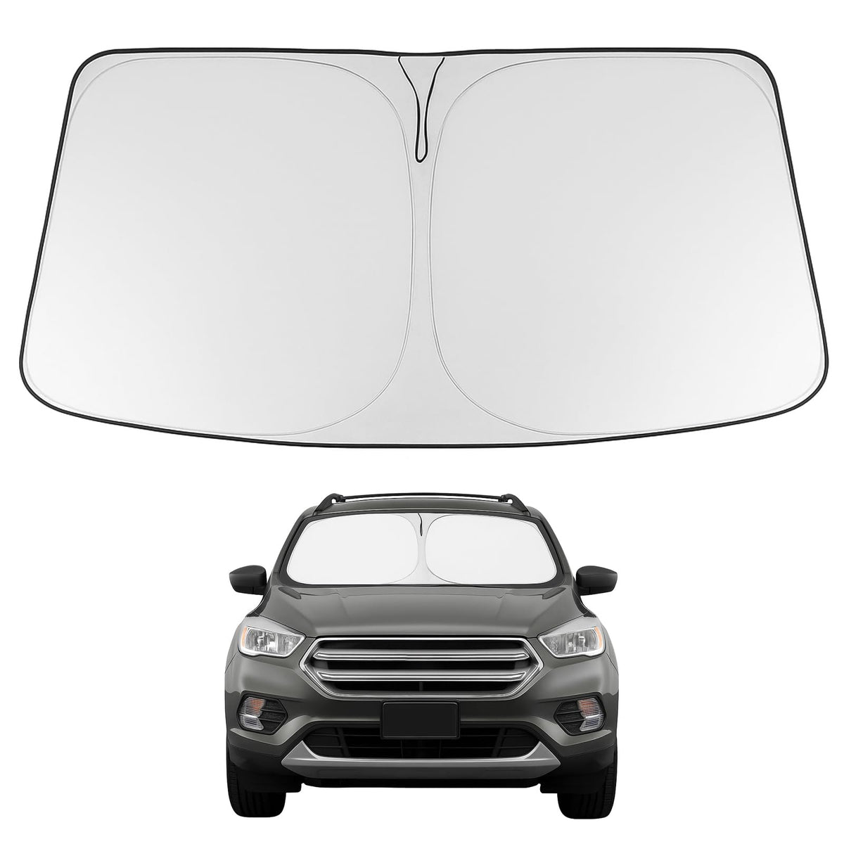 Proadsy front view showing full windshield coverage and heat reflection benefit