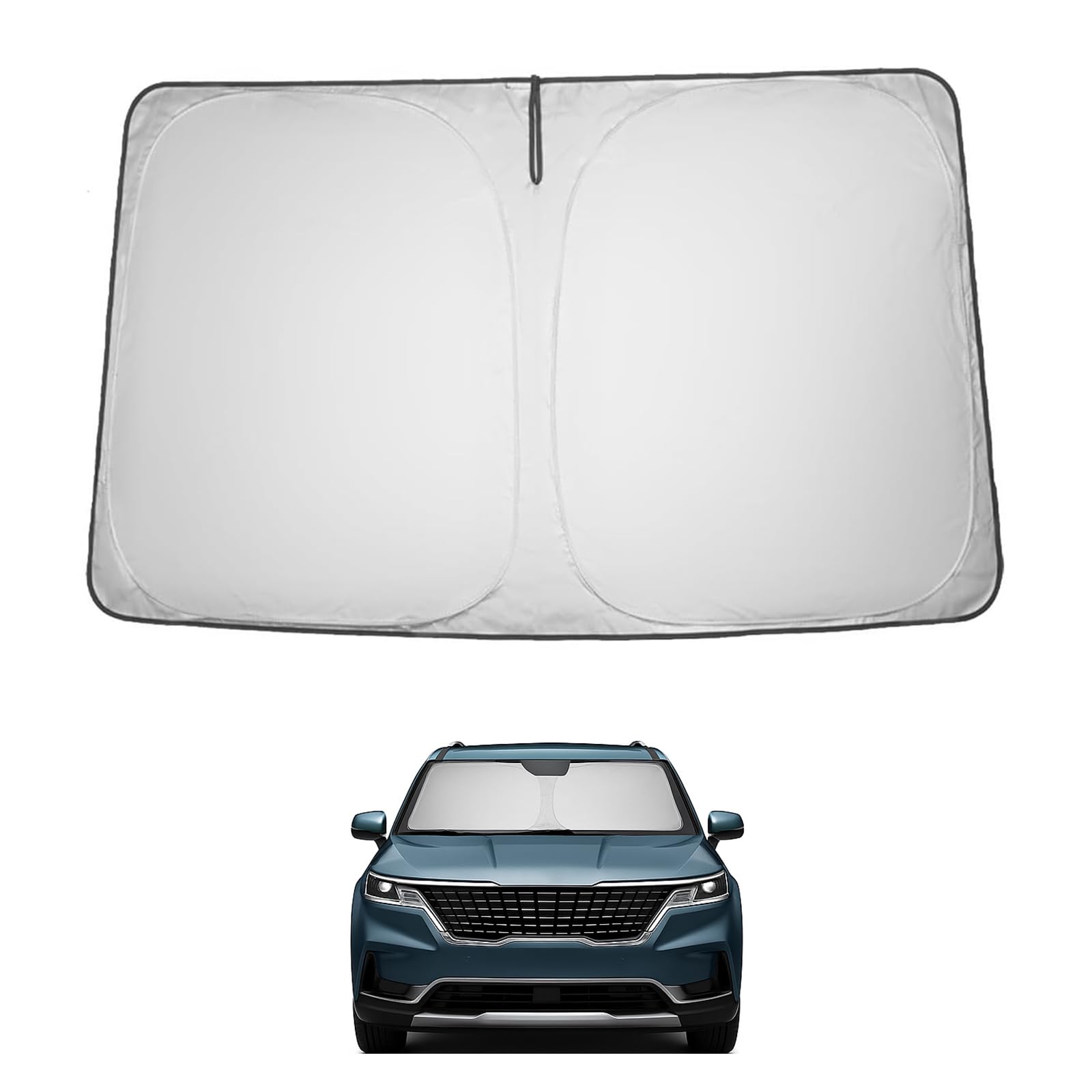 Proadsy front view showing precise Carnival windshield fit and full coverage benefit