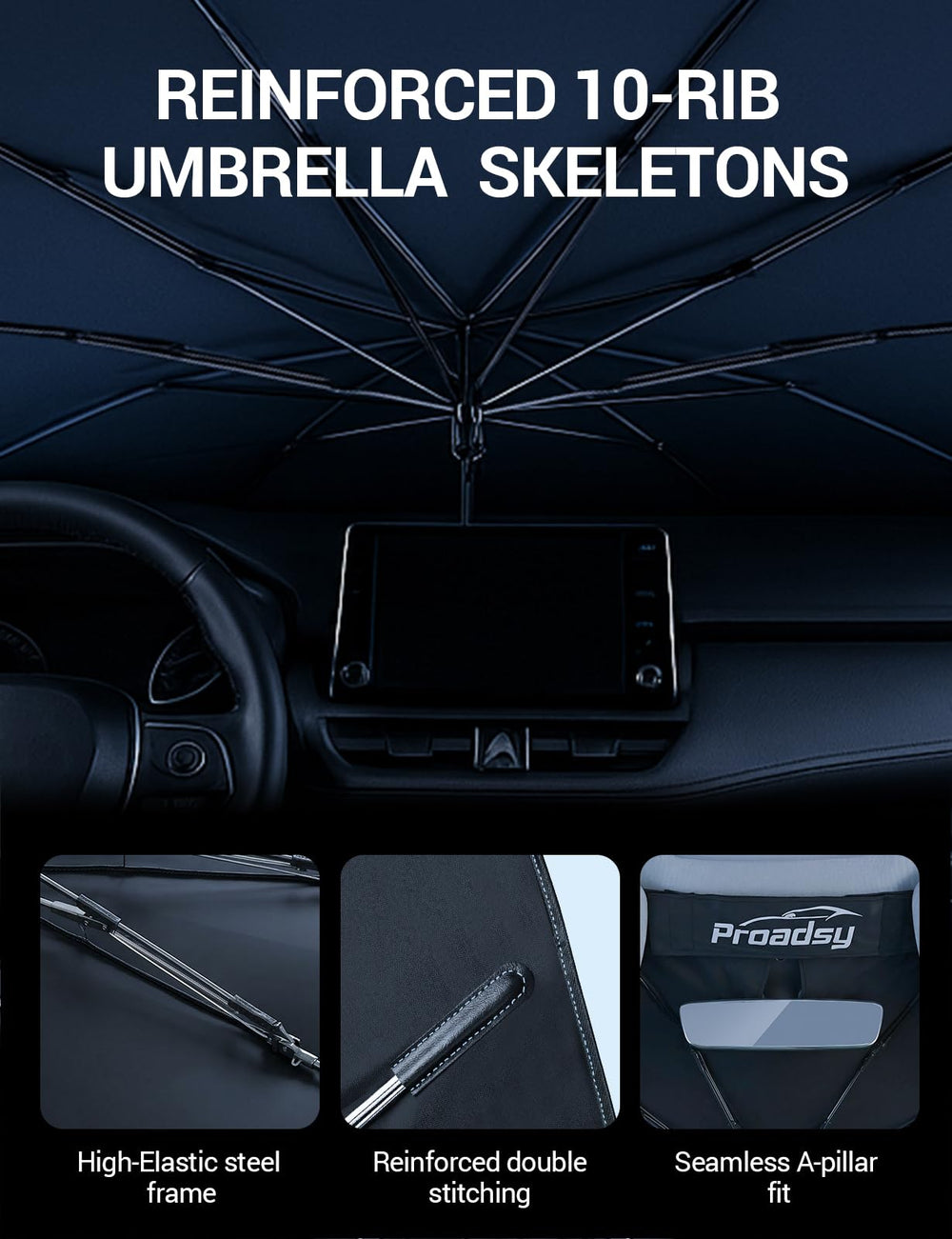 Proadsy soft TPU handle close-up for safe non-slip folding
