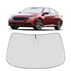 Proadsy front view installed in Civic showing full windshield coverage and sun protection
