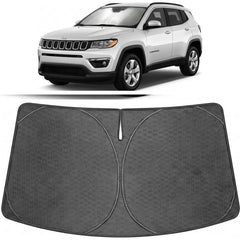 Proadsy front view on Jeep Compass showing full windshield coverage and heat reduction