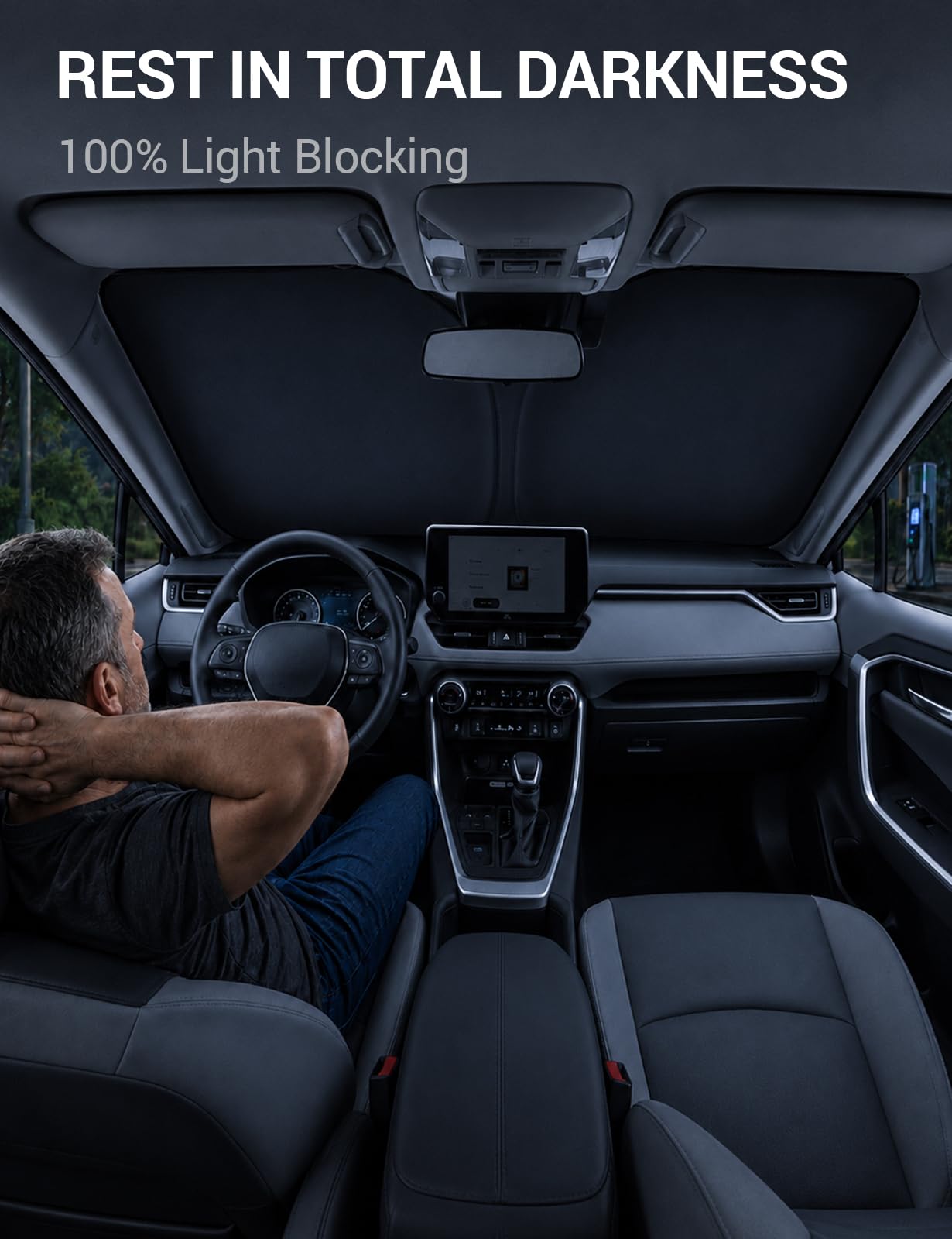 Proadsy lifestyle shot in parking lot highlighting heat reduction while parked