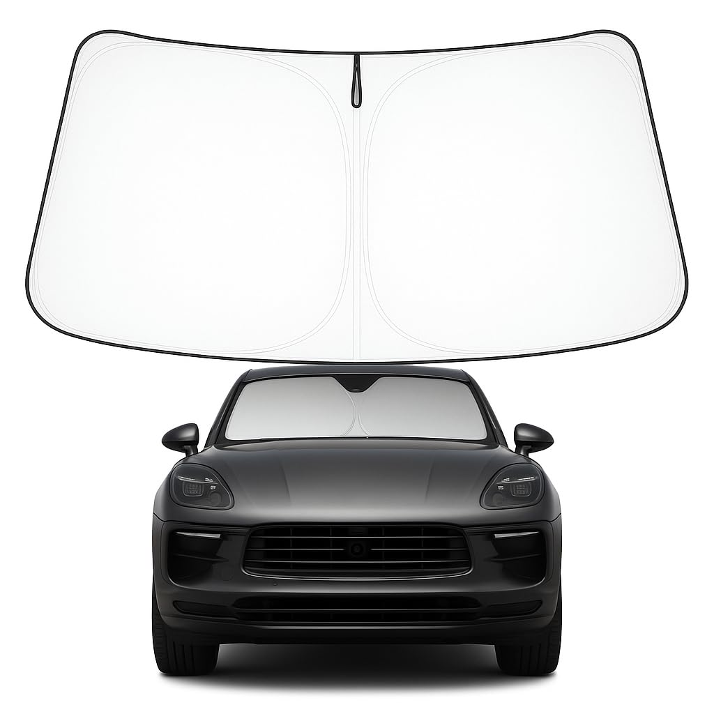 Proadsy Macan front view showing full windshield coverage and quick protection