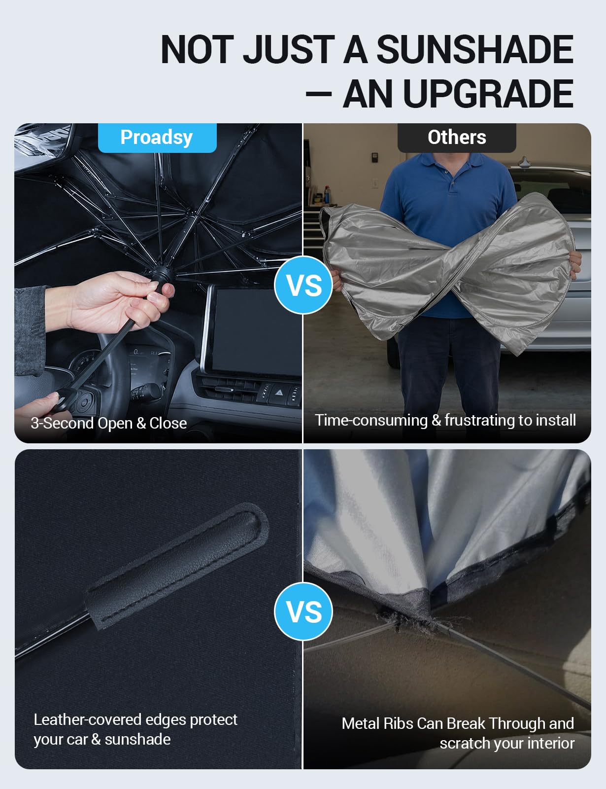 Proadsy mirror cutout and extended A-pillar edge for gap-free seal