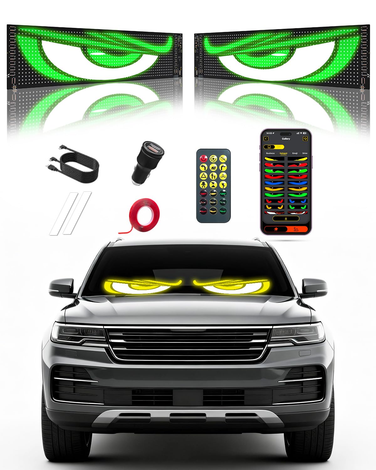 Probapro front view of LED devil eyes sign showing bright animated display and visibility