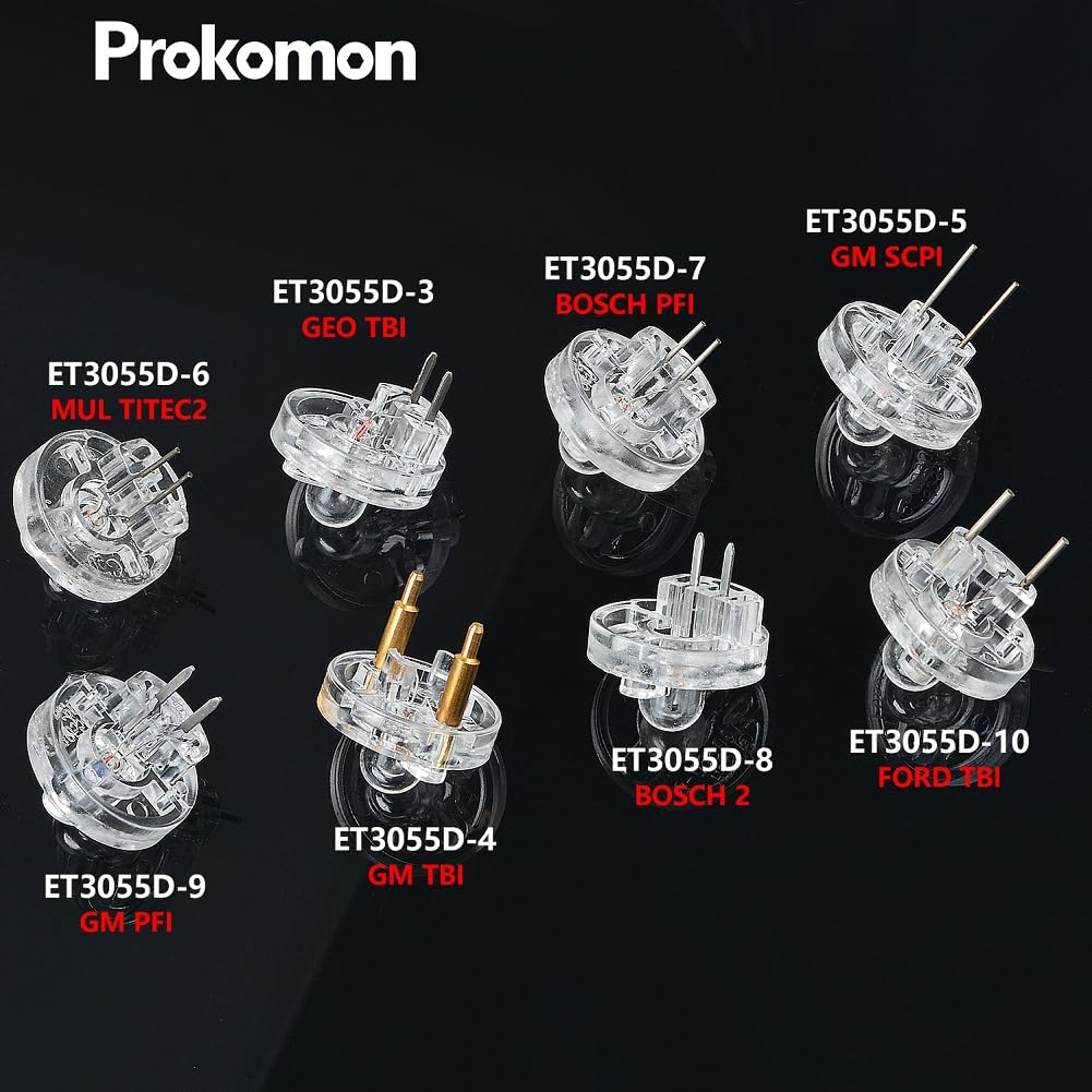 Prokomon assorted adapters laid out, variety of connector types for wide vehicle compatibility