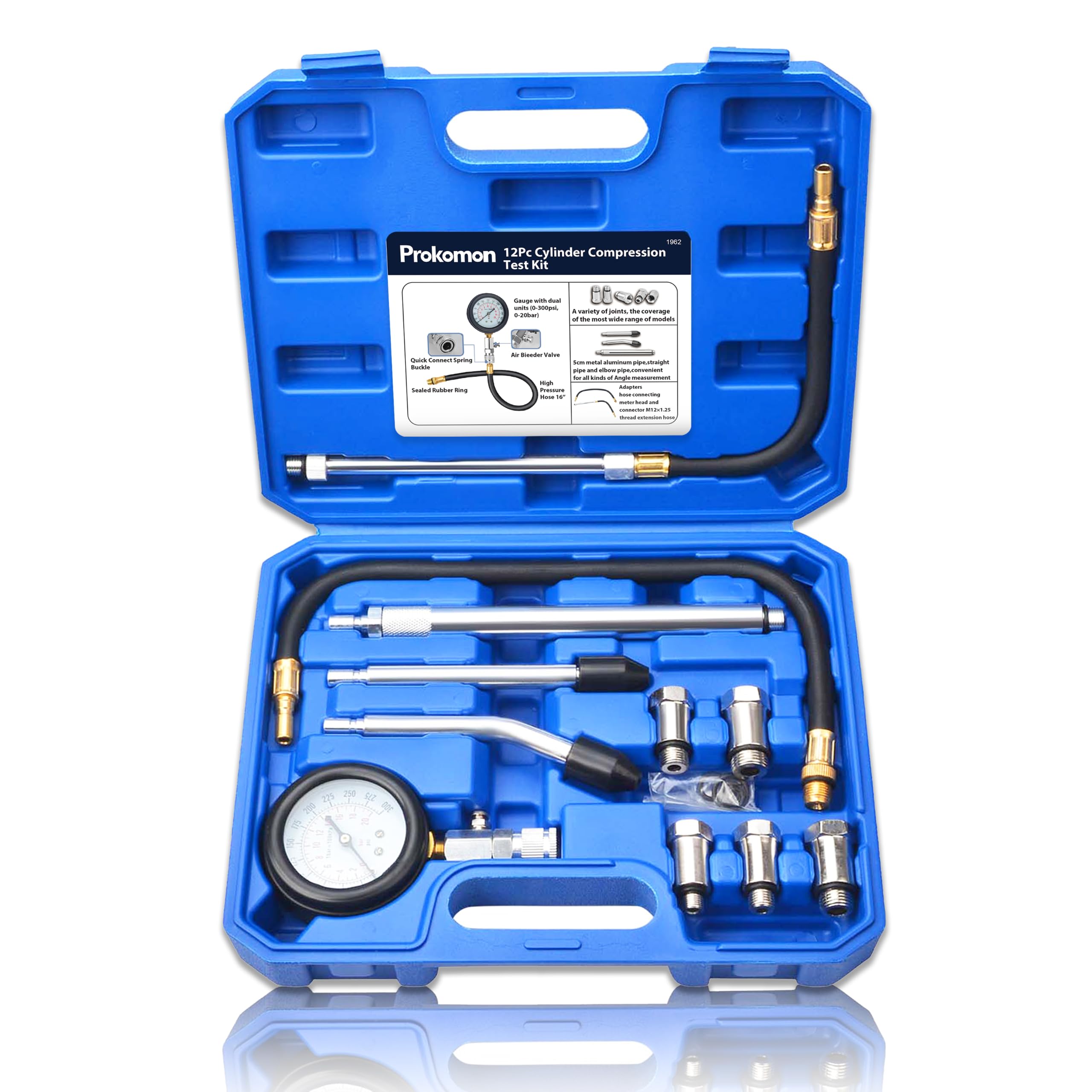 Prokomon front packaging showing kit contents and portability benefit