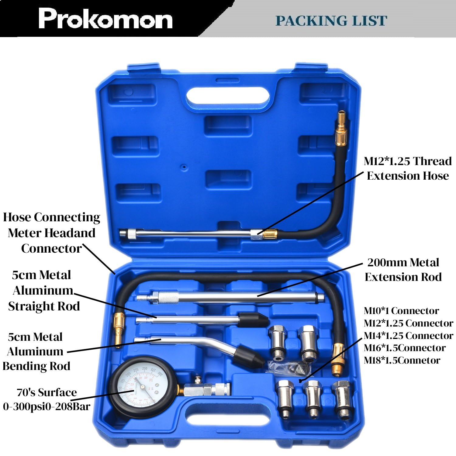 Prokomon dual-scale gauge close-up for clear, accurate pressure reading