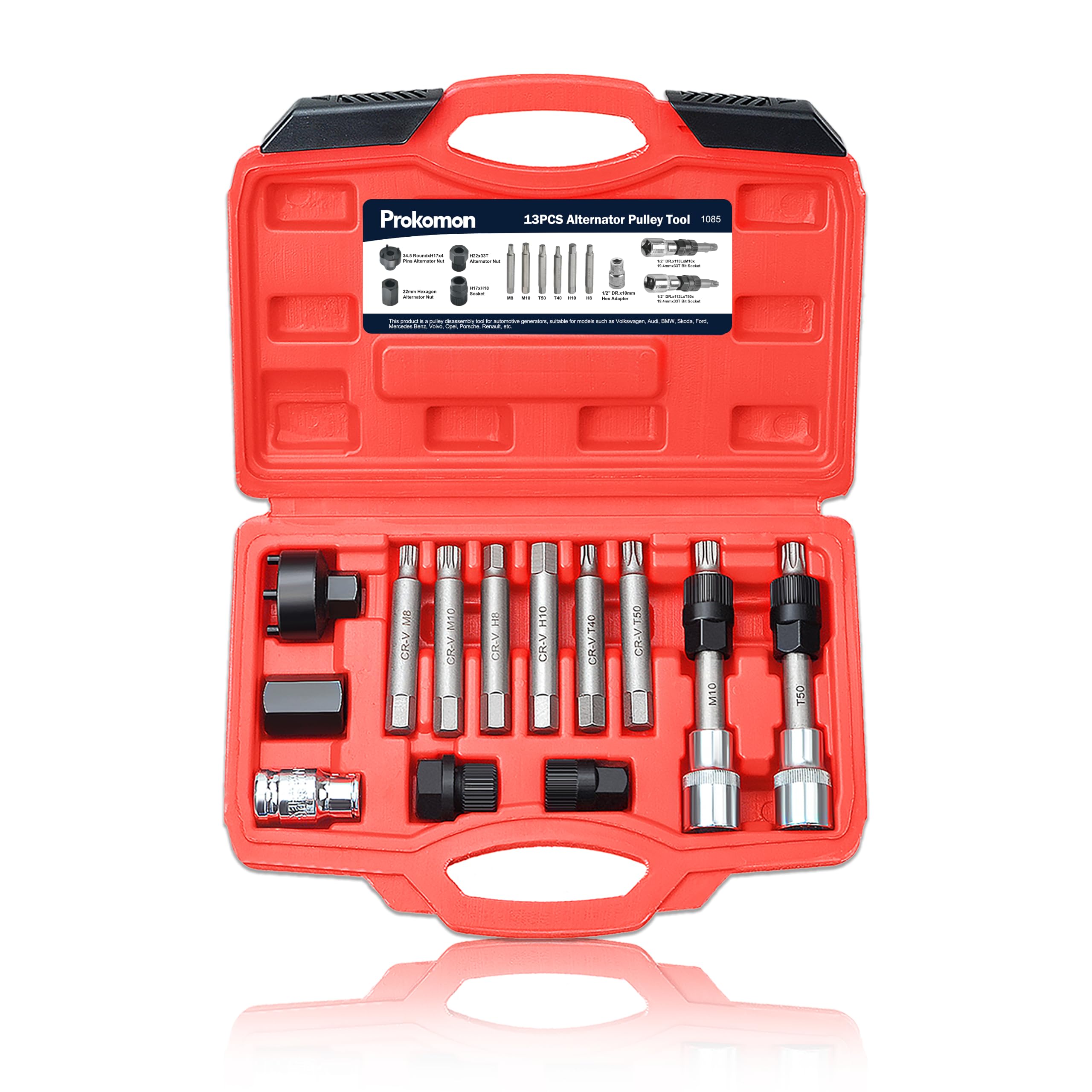 Prokomon front case with full 13-piece kit visible, professional organization benefit