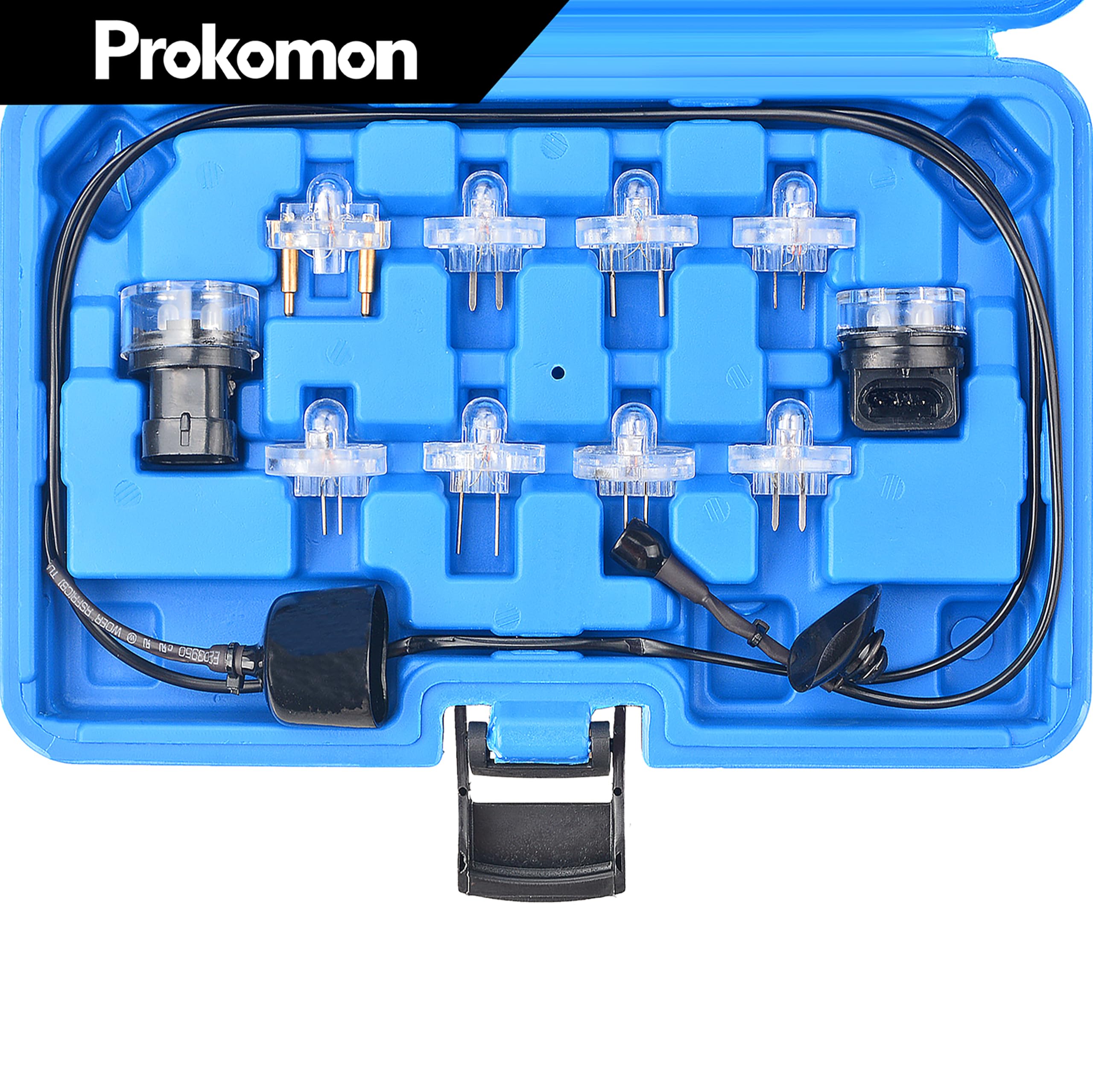 Prokomon close-up of the noid test light lens and connector, bright indicator for easy reading