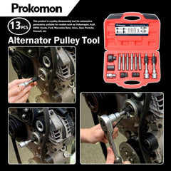 Prokomon alternator shaft holding tool detail showing secure grip and reduced slippage