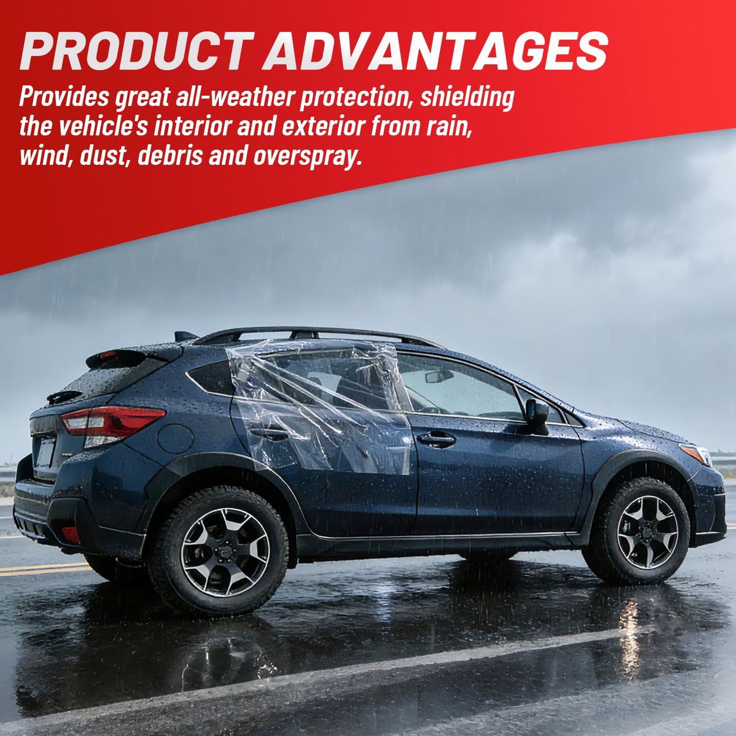 ProRefine applied over broken windshield demonstrating weather protection