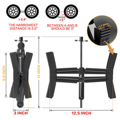 Proud Panda chock installed between dual tires demonstrating stability and reduced movement