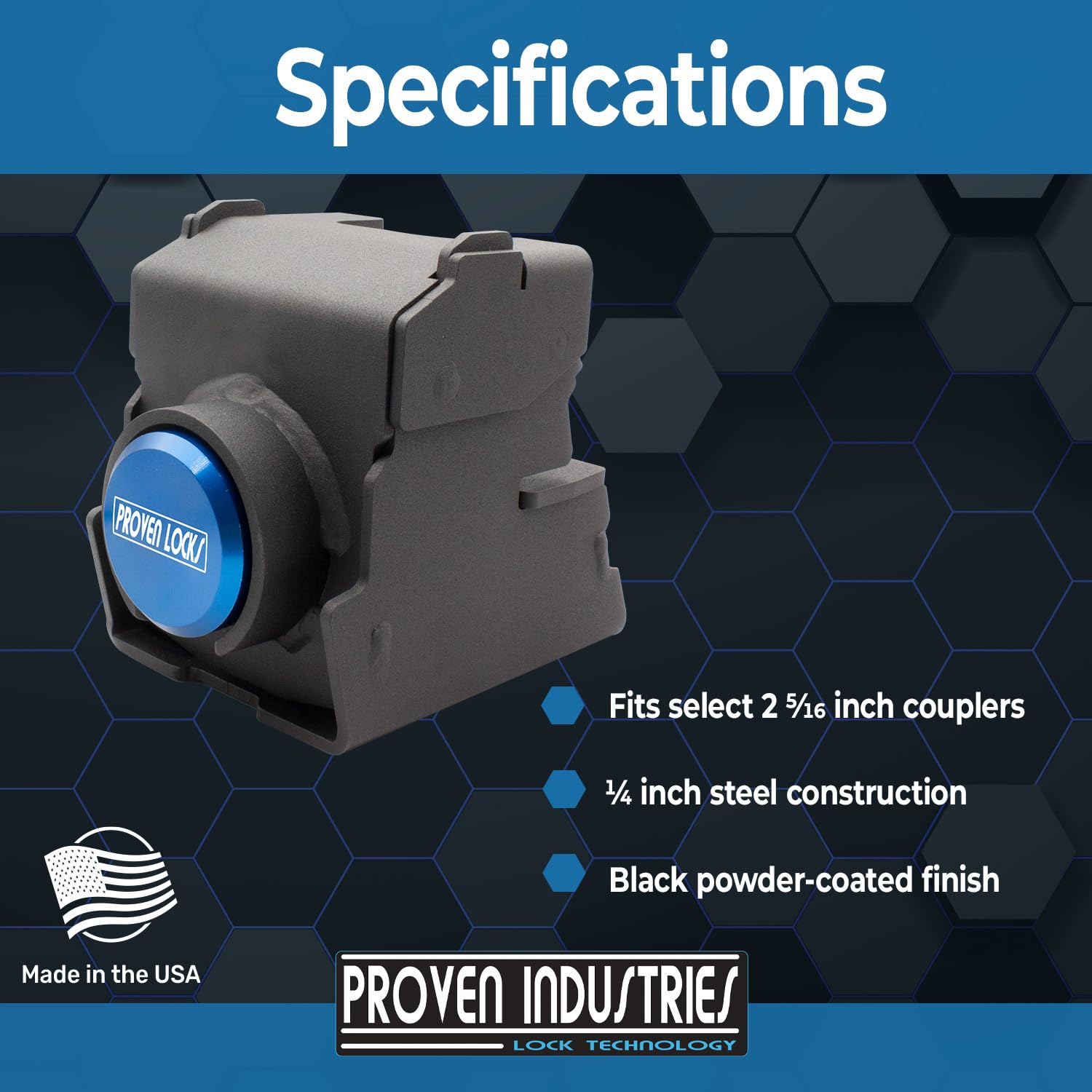 Proven Industries lock on trailer in storage scene showing peace-of-mind protection