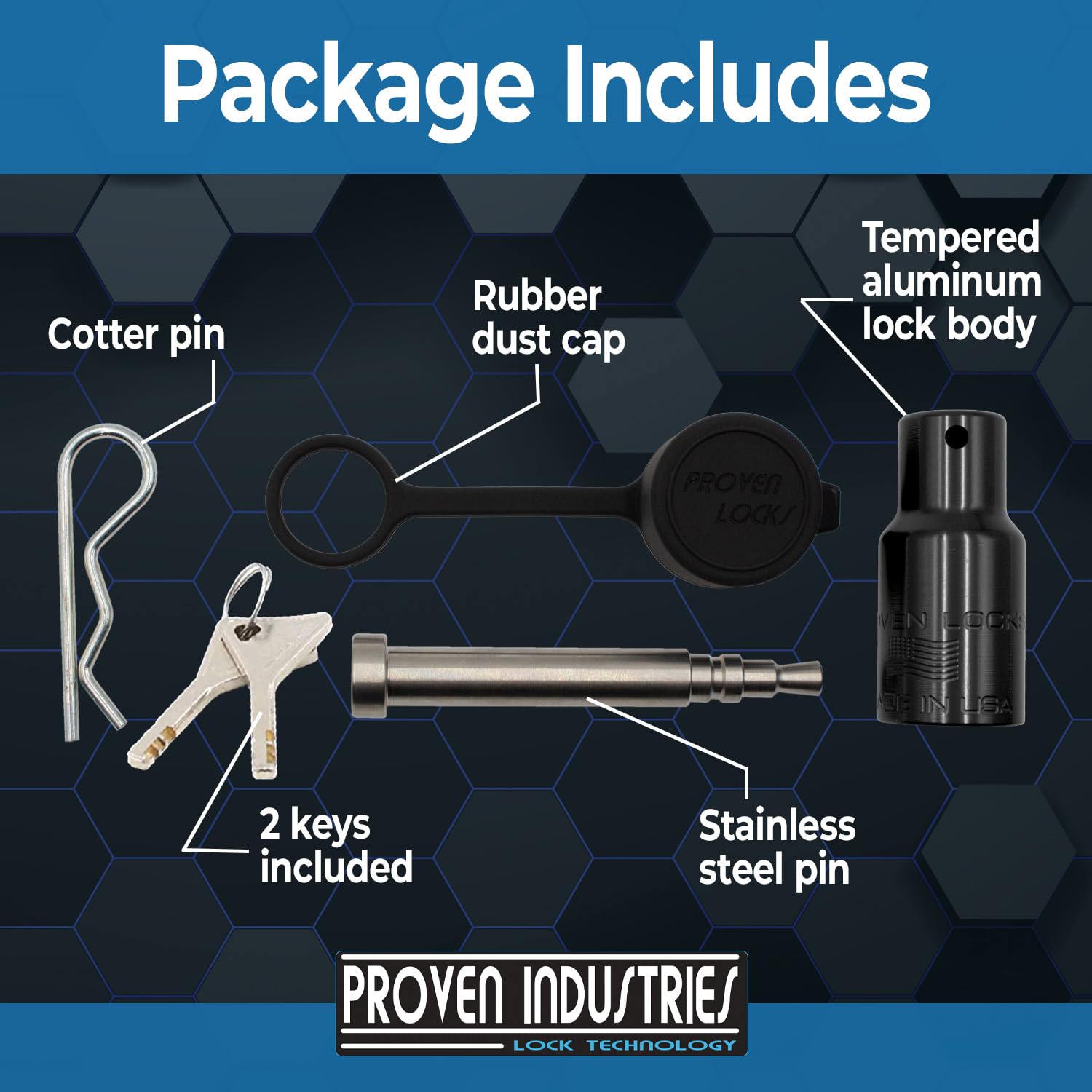 Proven Industries HL1 close-up of lock head, clear tamper-resistant key detail