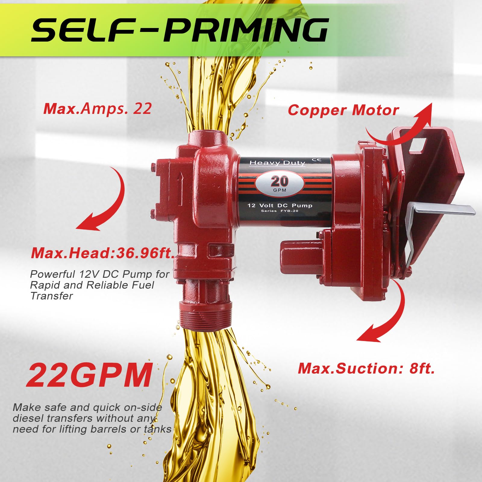 PRUNkuar side motor and label highlighting 12V high-flow power