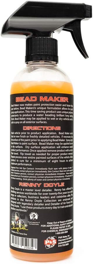 P&S Bead Maker spray action on a car panel for easy application