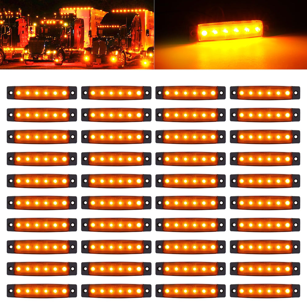 PSDRIQQ front view amber marker light showing clear lens and mounting holes for visibility