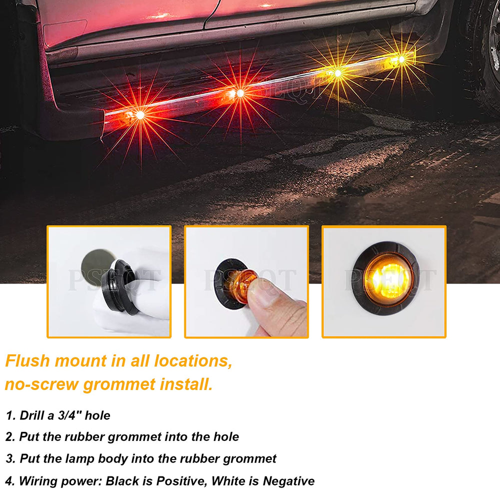 PSEQT red and amber markers illuminated at night showing high visibility and clear signaling