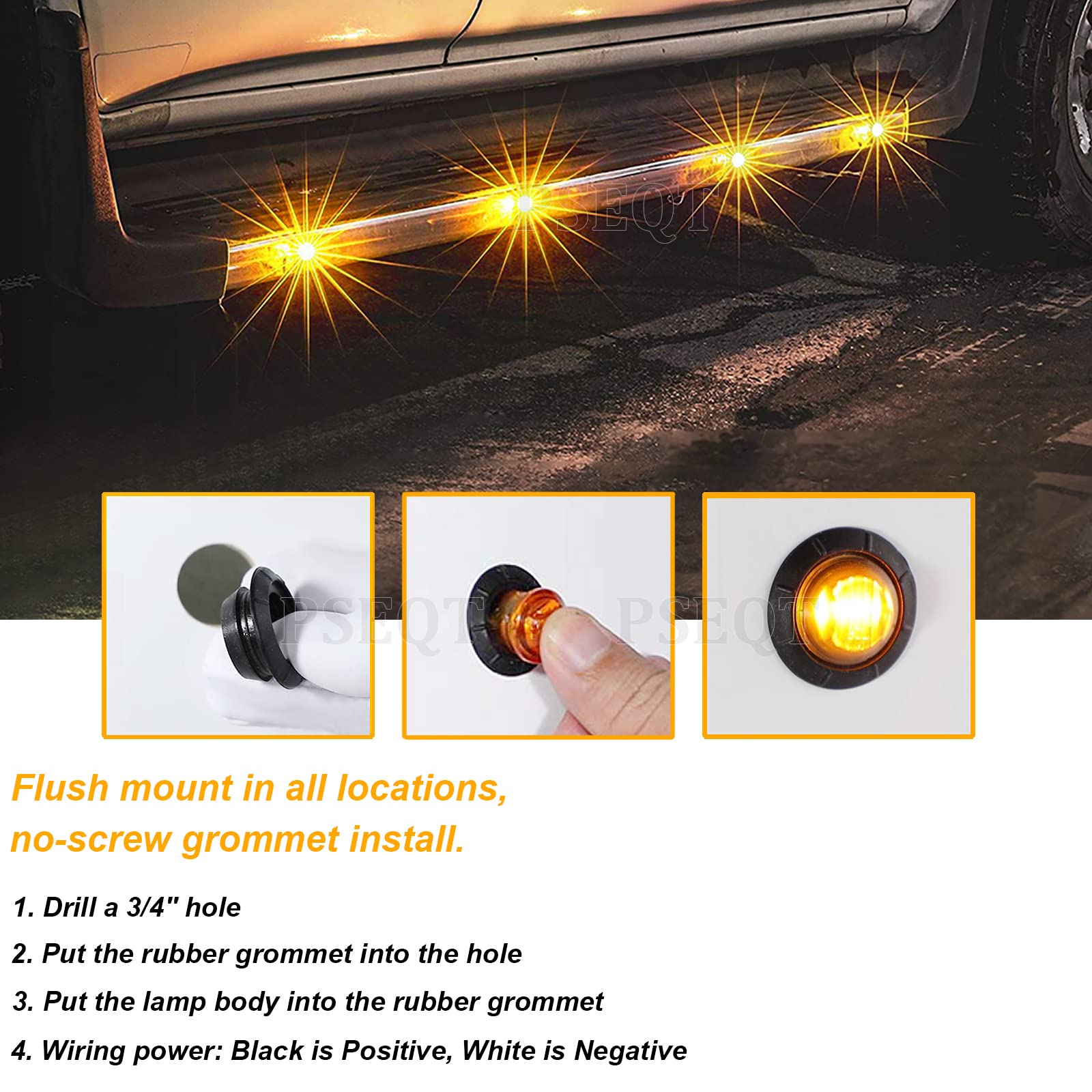PSEQT installed on trailer side demonstrating improved nighttime visibility benefit