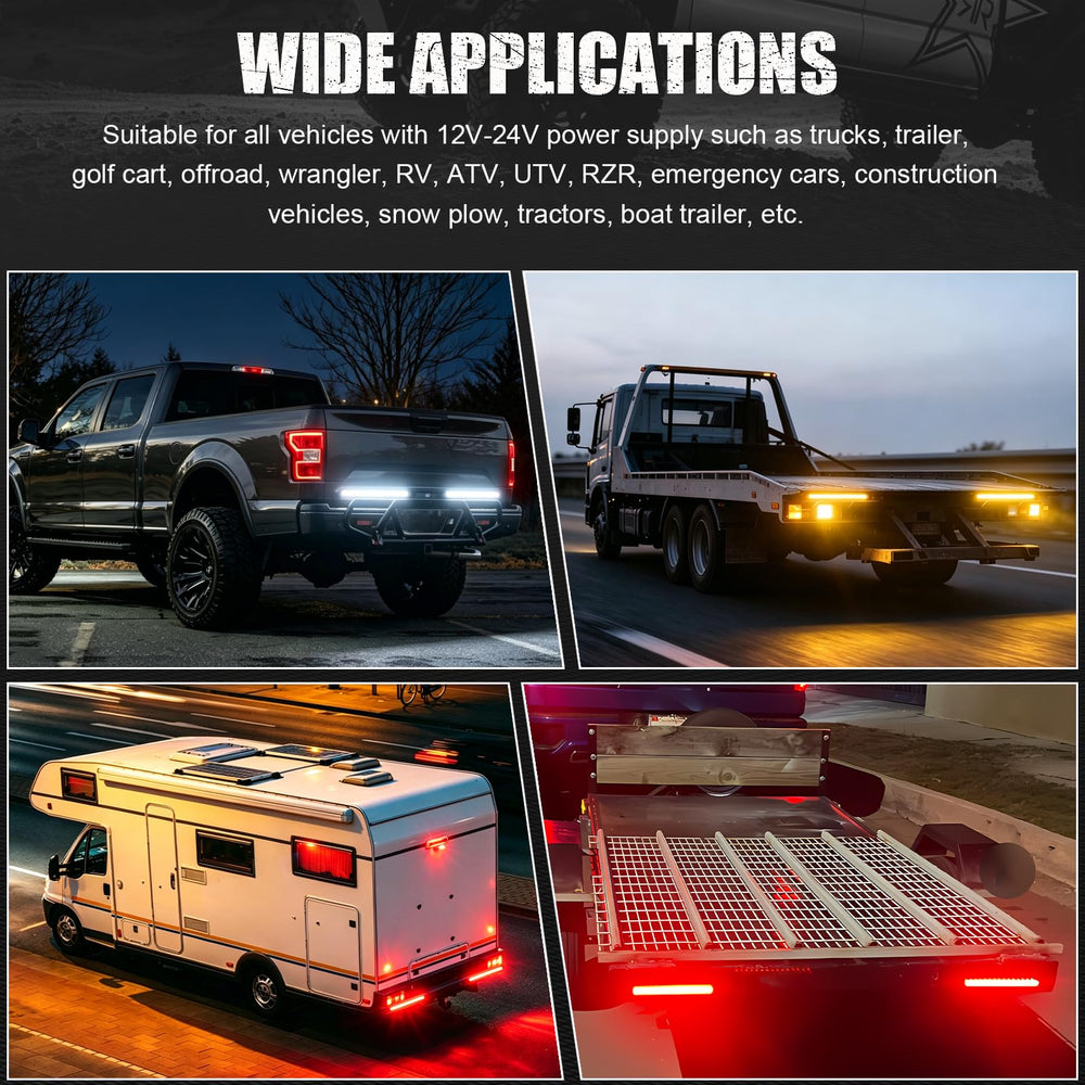 PSEQT light bars mounted on trailer at night enhancing visibility and signaling benefit