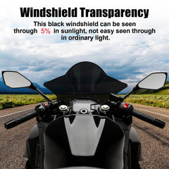 PSLER windscreen mounted on Ninja 500 showing better rider wind deflection