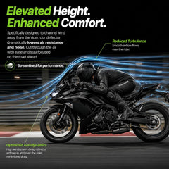 PSLER windshield mounted on Ninja 650 ER6F demonstrating wind protection in use