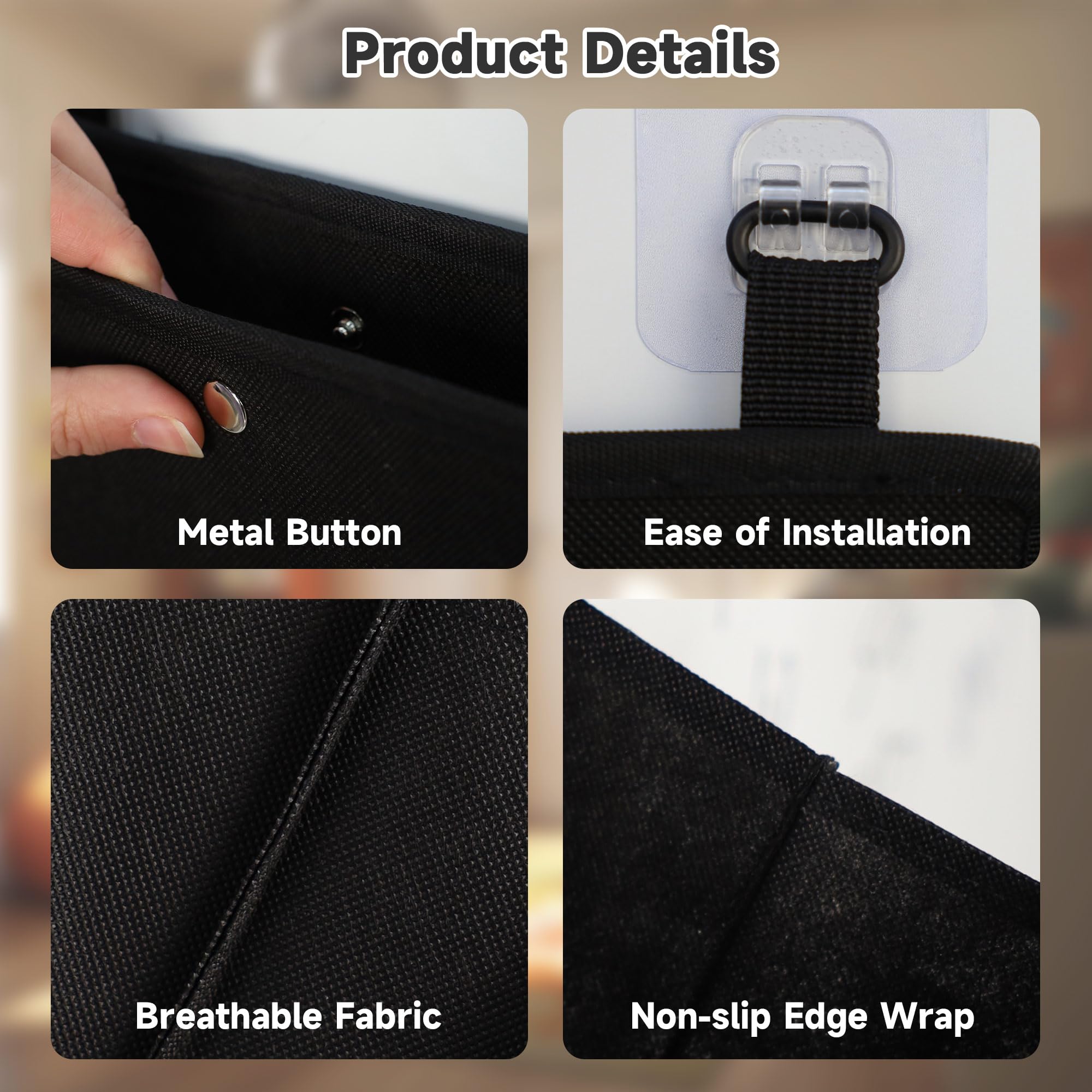 PUGPIU self-adhesive hooks installation demonstrating tool-free setup