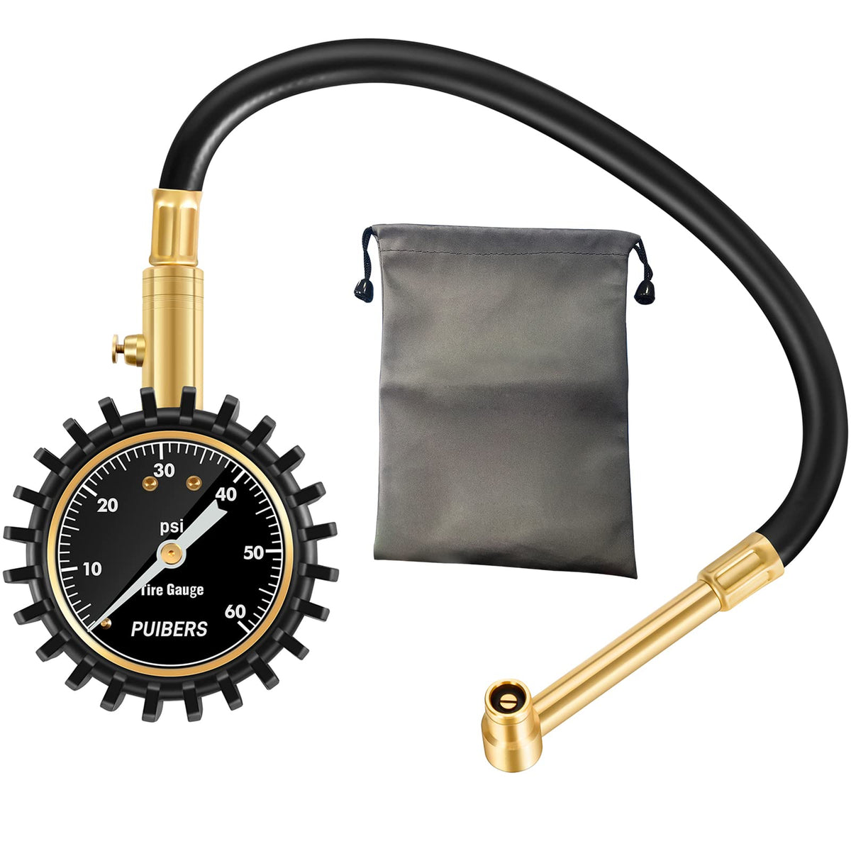PUIBERS front dial gauge showing clear PSI readings for quick checks