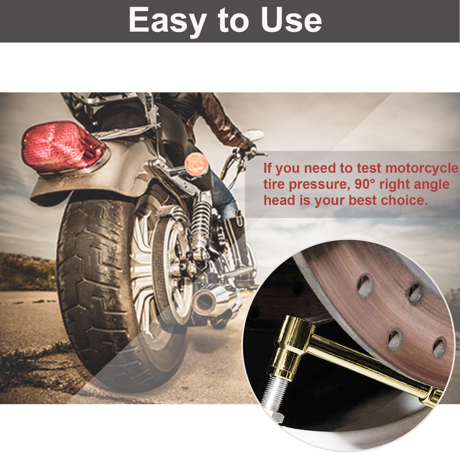 PUIBERS in use on a motorcycle valve for fast, secure pressure reading