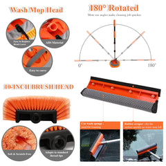 PuliKit quad soft-bristle brush with long handle cleaning panels for paint-safe dirt removal