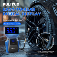 PULITUO closeup digital gauge displaying pressure for accurate inflation control